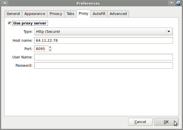 how to use https in arora browser, secure configuration