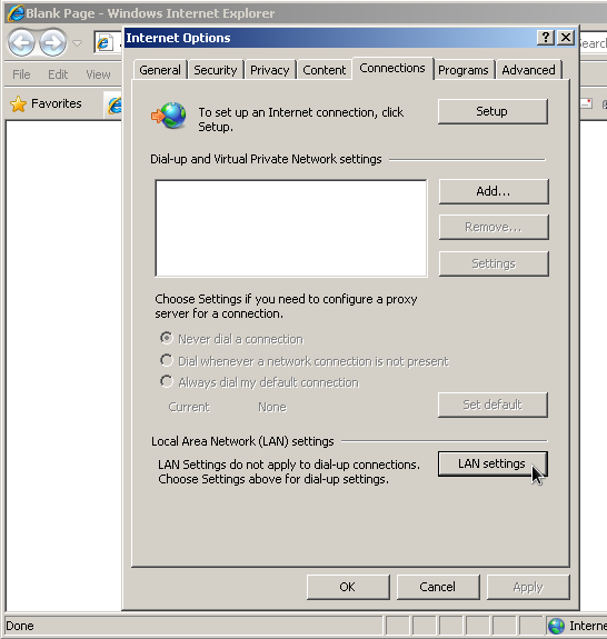 IE connections LAN