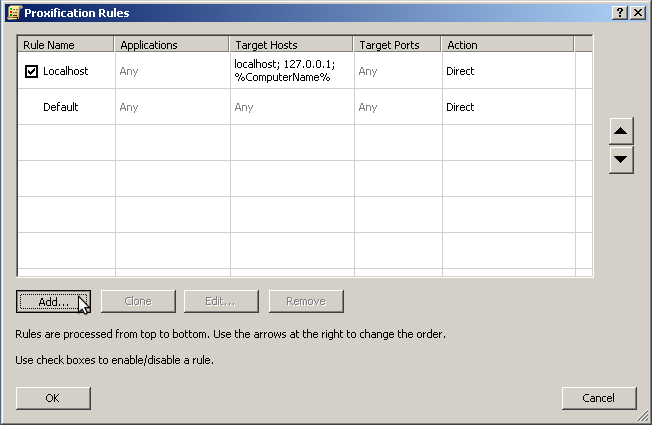 proxifier add application rule