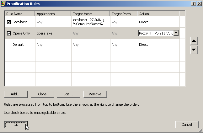 proxifier application rule